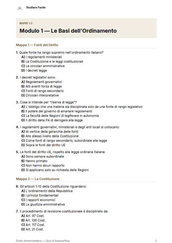 Modulo 1 dei quiz di autoverifica sulle basi dell'ordinamento